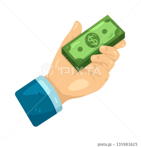 Illustration of hand holding money Illustration of hand holding money 135981625