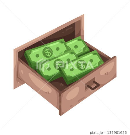 Illustration of Money in a drawer Illustration of Money in a drawer 135981626
