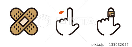 絆創膏のアイコン。怪我や傷の応急処置。 135982035