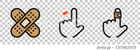 絆創膏のアイコン。怪我や傷の応急処置。 135982035