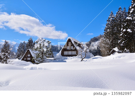 冬　五箇山　相倉合掌集落 135982097