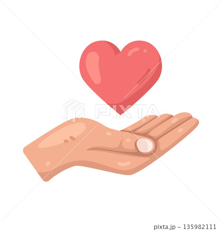 Illustration of Hand holding heart 135982111