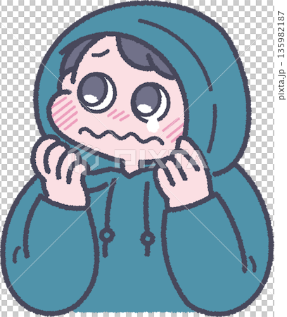 Scary illustration of a boy and his feelings 135982187