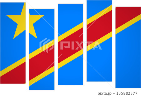 Flag of Democratic Republic of the Congo. A design featuring panels in a modular perspective Flag of Democratic Republic of the Congo. A design featuring panels in a modular perspective 135982577