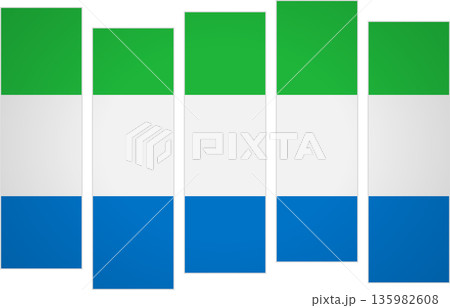 Flag of Sierra Leona. Flag with a design featuring vertical panels in a modular perspective 135982608