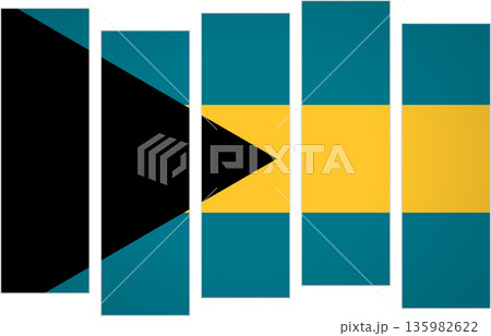 Flag of Bahamas. Flag with a design featuring vertical panels in a modular perspective 135982622