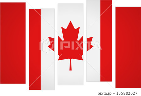 Flag of Canada. Flag with a design featuring vertical panels in a modular perspective Flag of Canada. Flag with a design featuring vertical panels in a modular perspective 135982627