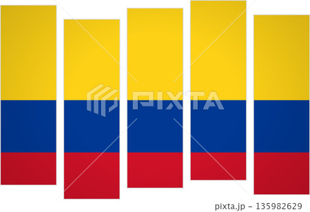 Flag of Colombia. Flag with a design featuring vertical panels in a modular perspective 135982629
