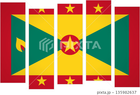 Flag of Grenada. Flag with a design featuring vertical panels in a modular perspective 135982637