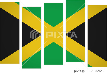 Flag of Jamaica. Flag with a design featuring vertical panels in a modular perspective 135982642