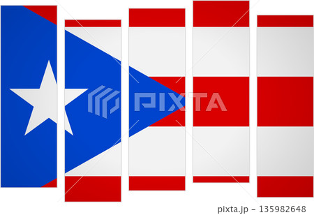 Flag of Puerto Rico. Flag with a design featuring vertical panels in a modular perspective Flag of Puerto Rico. Flag with a design featuring vertical panels in a modular perspective 135982648
