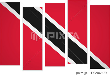 Flag of Trinidad And Tobago. Flag with a design featuring vertical panels in a modular perspective Flag of Trinidad And Tobago. Flag with a design featuring vertical panels in a modular perspective 135982653