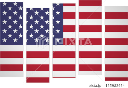 Flag of United States. Flag with a design featuring vertical panels in a modular perspective Flag of United States. Flag with a design featuring vertical panels in a modular perspective 135982654