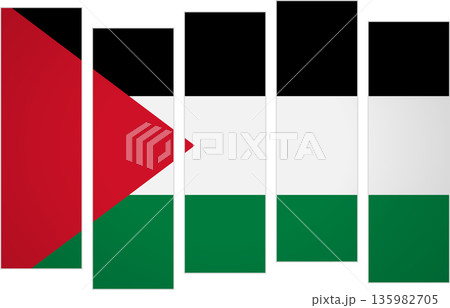 Flag of Palestine. Flag with a design featuring vertical panels in a modular perspective 135982705