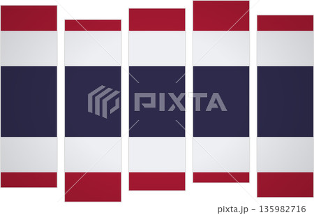Flag of Thailand. Flag with a design featuring vertical panels in a modular perspective Flag of Thailand. Flag with a design featuring vertical panels in a modular perspective 135982716