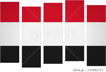 Flag of Yemen. Flag with a design featuring vertical panels in a modular perspective 135982721