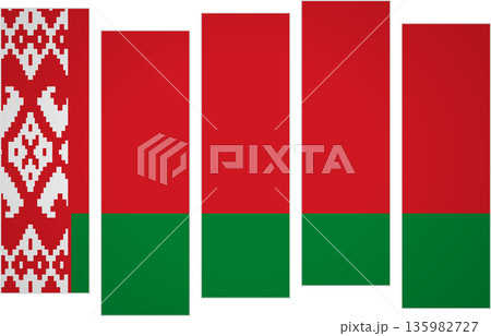 Flag of Belarus. Flag with a design featuring vertical panels in a modular perspective Flag of Belarus. Flag with a design featuring vertical panels in a modular perspective 135982727