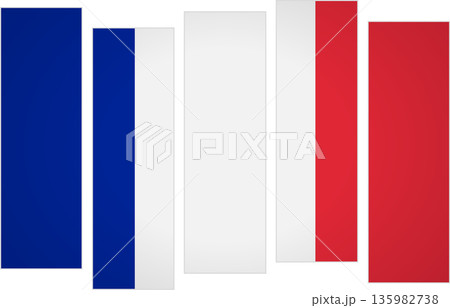 Flag of France. Flag with a design featuring vertical panels in a modular perspective Flag of France. Flag with a design featuring vertical panels in a modular perspective 135982738