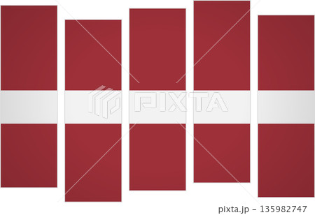 Flag of Latvia. Flag with a design featuring vertical panels in a modular perspective 135982747