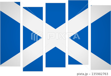 Flag of Scotland. Flag with a design featuring vertical panels in a modular perspective 135982763