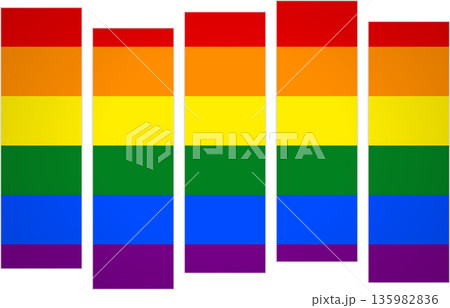 Flag of the LGBTQ. Peace symbol. A design featuring vertical panels in a modular perspective 135982836