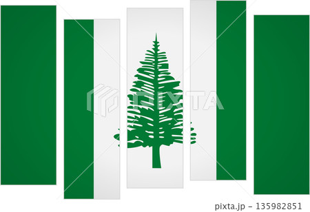 Flag of Norfolk Island. Flag with a design featuring vertical panels in a modular perspective 135982851