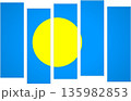 Flag of Palau. Flag with a design featuring vertical panels in a modular perspective 135982853