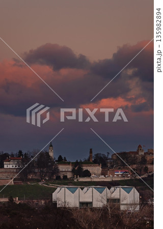 Vertical Sunset View of Belgrade Fortress and Kalemegdan Vertical Sunset View of Belgrade Fortress and Kalemegdan 135982894