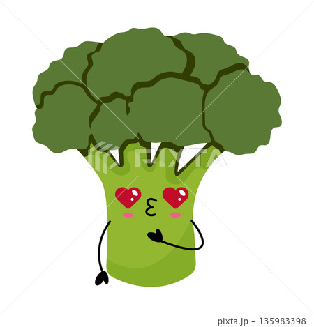 Cute Kawaii Broccoli Character With Love Emotion 135983398