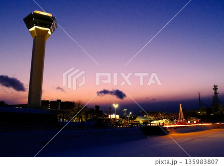 夜空に輝く五稜郭タワー 夜空に輝く五稜郭タワー 135983807