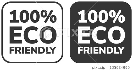 Eco friendly labels showing percent sustainability in clear black and white design 135984990