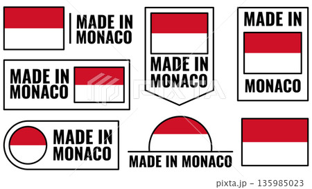 Different icons display the made in Monaco emblem with red and white colors Different icons display the made in Monaco emblem with red and white colors 135985023