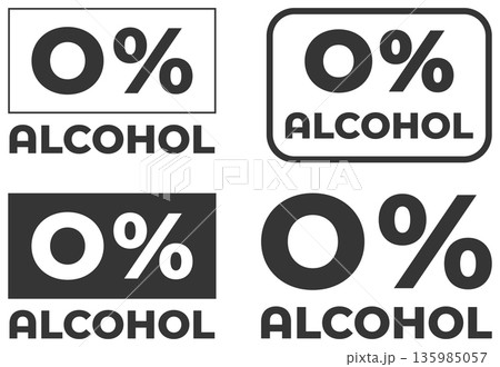 Labels showing percent alcohol marks in black and white with different shapes and sizes Labels showing percent alcohol marks in black and white with different shapes and sizes 135985057