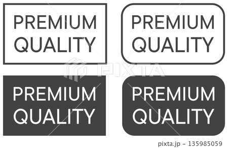 Set of minimal premium quality labels in black and white design with rectangular and rounded shapes 135985059