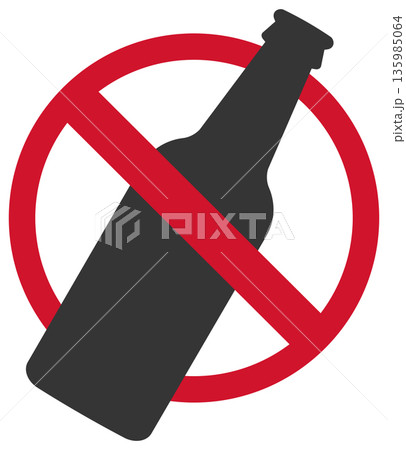 No alcohol prohibition sign indicates restrictions on drinking in public places and events 135985064
