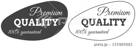 Elegant script and bold typography on premium quality oval labels in black and white colors 135985081