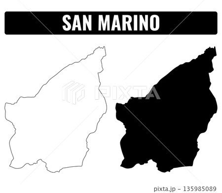 Shapes of San Marino with outlines in black and white 135985089