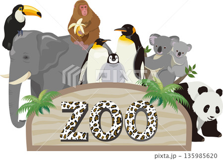 動物園の看板 レオパード文字 動物園の看板 レオパード文字 135985620