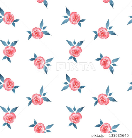 Watercolor red rose seamless pattern Watercolor red rose seamless pattern 135985640