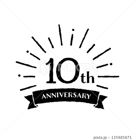 手書き風のかわいいアニバーサリー 10th モノクロ 手書き風のかわいいアニバーサリー 10th モノクロ 135985871