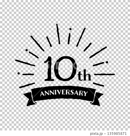 手書き風のかわいいアニバーサリー 10th モノクロ 手書き風のかわいいアニバーサリー 10th モノクロ 135985871