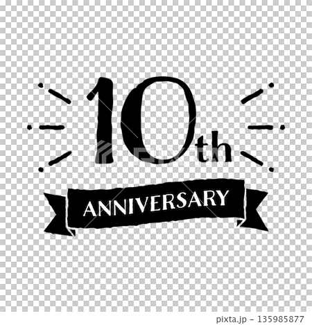 可愛的手寫十週年紀念單色 可愛的手寫十週年紀念單色 135985877
