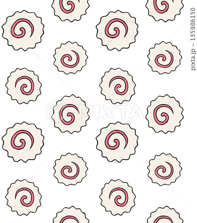Vector seamless pattern of hand drawn Narutomaki Vector seamless pattern of hand drawn Narutomaki 135986150