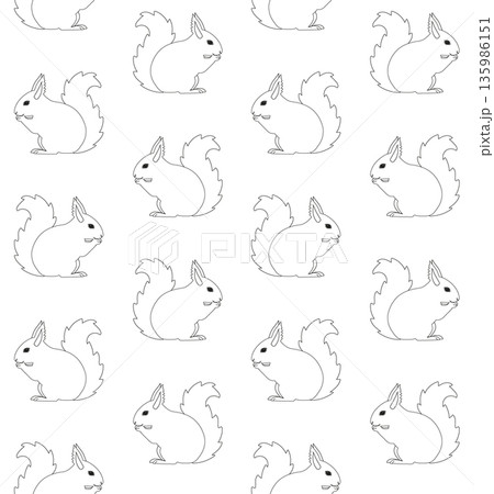 Vector seamless pattern of flat outline squirrel Vector seamless pattern of flat outline squirrel 135986151