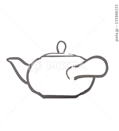 急須の線画ベクターイラスト 135986153