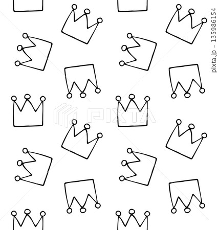 Vector seamless pattern of hand draw outline crown Vector seamless pattern of hand draw outline crown 135986154