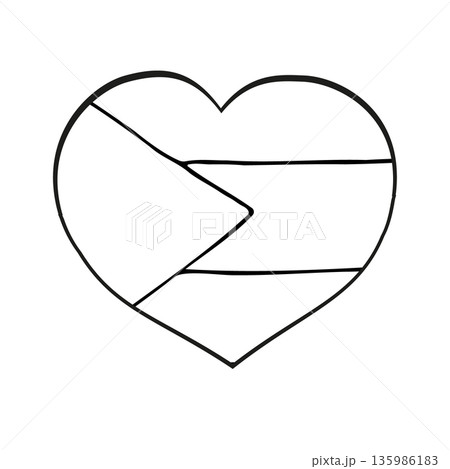 Vector hand drawn sketch Palestine flag heart Vector hand drawn sketch Palestine flag heart 135986183