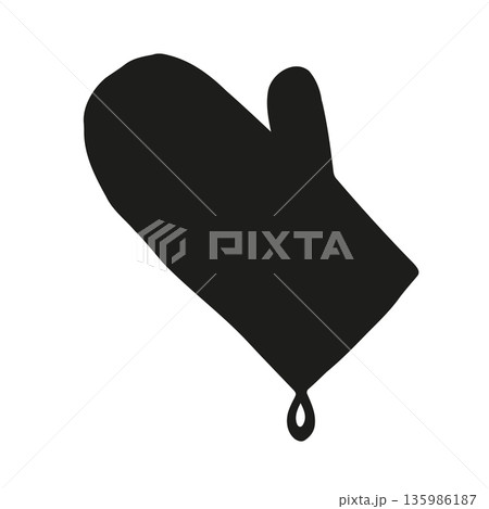Vector hand drawn kitchen potholder silhouette 135986187