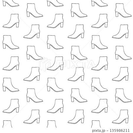 Vector seamless pattern of hand drawn ankle boot 135986211