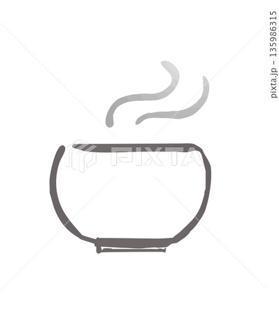 お茶 湯呑に入った日本茶の線画イラスト お茶 湯呑に入った日本茶の線画イラスト 135986315